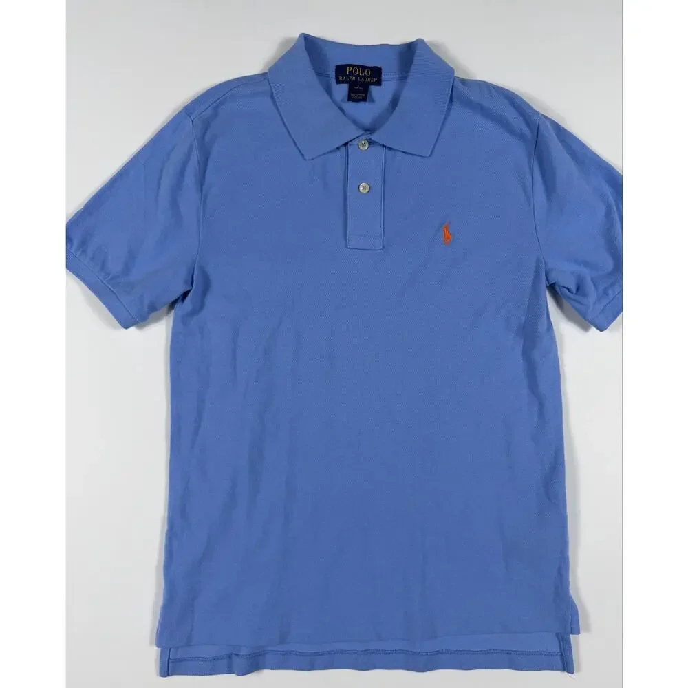 Polo Ralph Lauren Boys Iconic Mesh Polo Shirt Blue Pony Size 14-16 (Large)